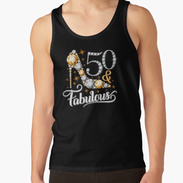 Fifty, Fun & Fabulous Birthday Swarovski Crystal Bling Tank Top T Shirt