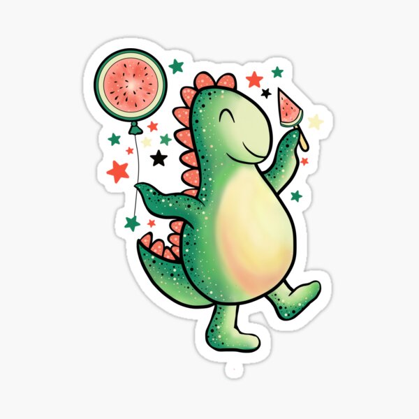 Cute Brontosaurus Cottagecore Dinosaur - Watermelon Sticker