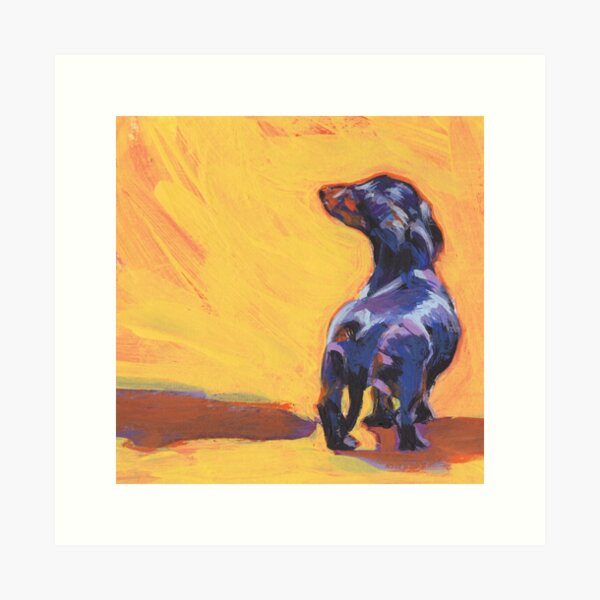 DACHSHUND dog surfing 8x10 artist  art PRINT animals impressionism gift 