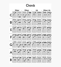 Guitar Chords Poster White Photographic Print