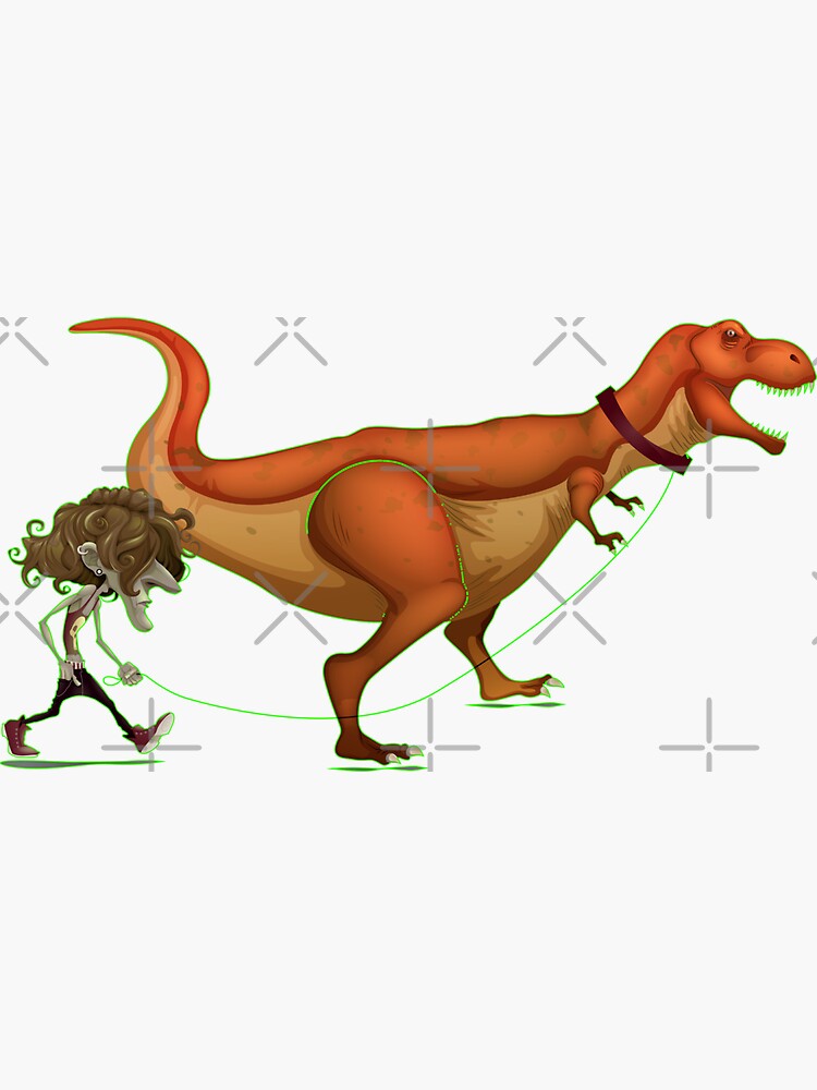 Dinosaur Walk - Cute Funny T-Rex Dog Puppy Sticker for Sale by PrintPress
