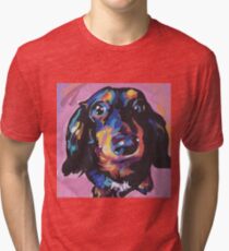Camiseta de tejido mixto Dachshund Dog Bright colorful pop dog art