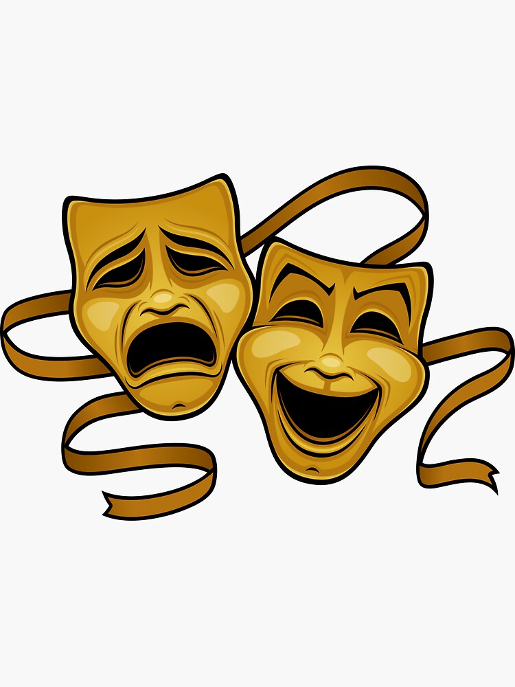 Gold Comedy And Tragedy Theater Masks | Sticker