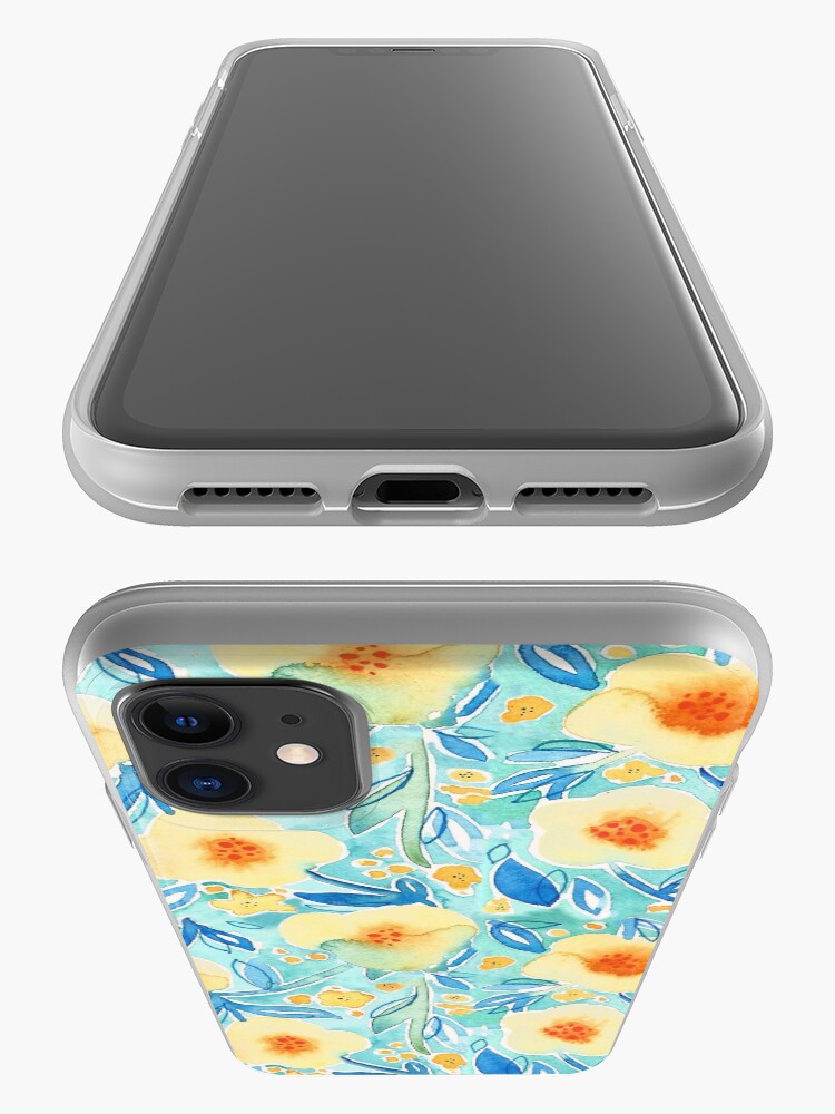 Alternate view of Hand Painted Watercolor Floral Pattern - Trumpet Blues iPhone Case & Cover