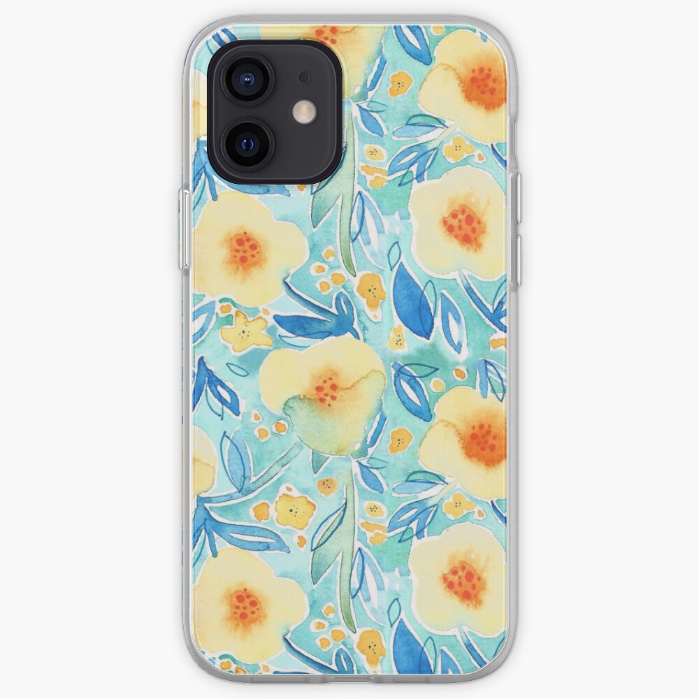 Hand Painted Watercolor Floral Pattern - Trumpet Blues iPhone Case & Cover