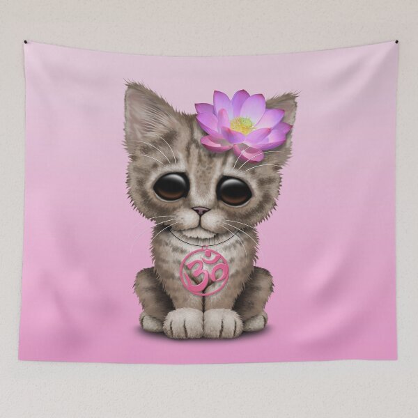 Item preview, Zen Baby Kitten with Pink Yoga Om Symbol designed and sold by JeffBartels.