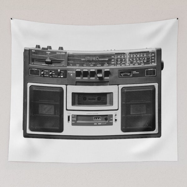 Item preview, cassette recorder / audio player - 80s radio black and white designed and sold by ohaniki.