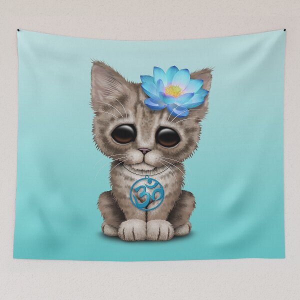 Item preview, Zen Baby Kitten with Blue Yoga Om Symbol designed and sold by JeffBartels.