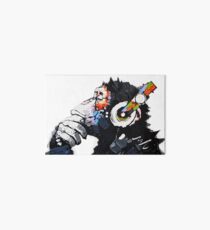 Banksy DJ Monkey Thinker with Headphones White Art Board Print