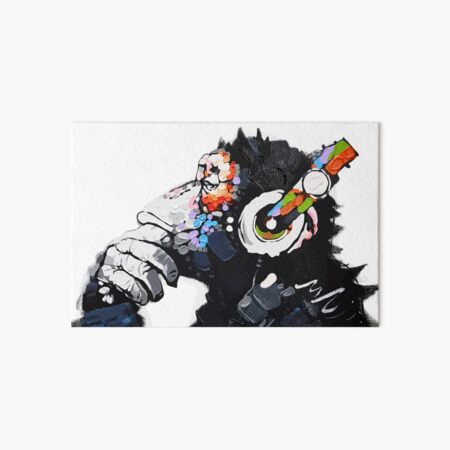 Banksy DJ Monkey Thinker avec un casque blanc Impression rigide