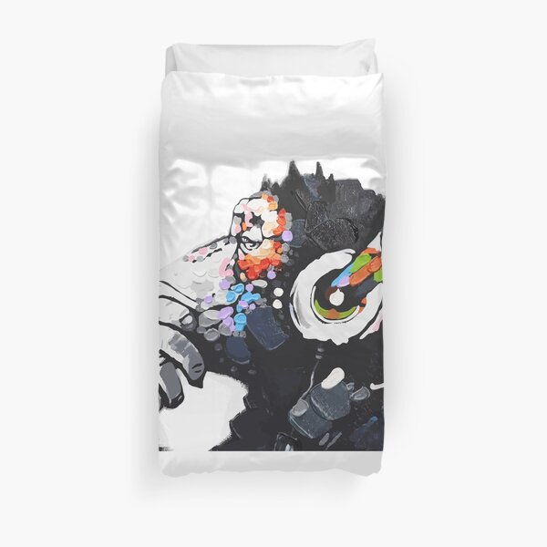 Banksy DJ Monkey Thinker with Headphones White Duvet Cover