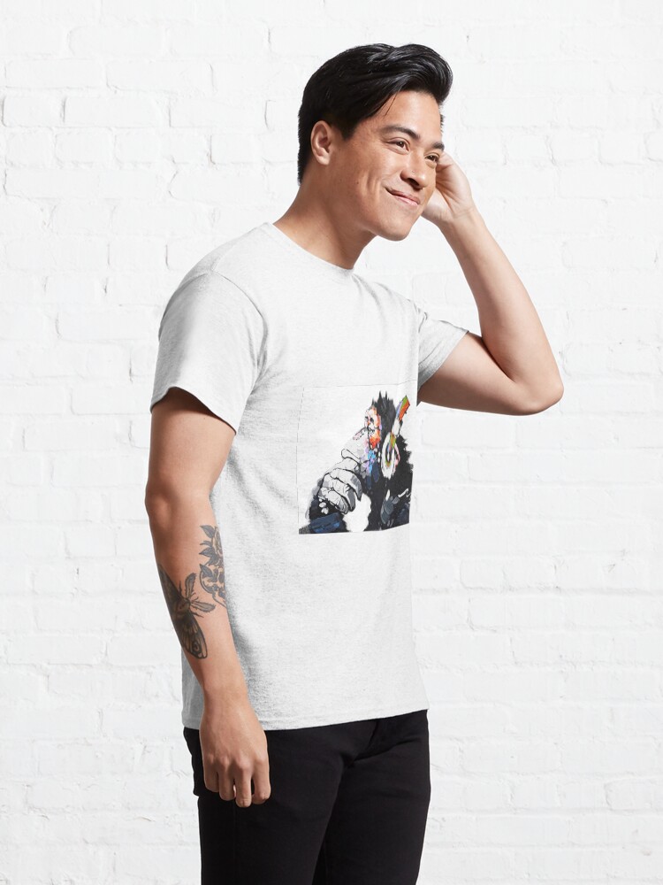 Alternate view of Banksy DJ Monkey Thinker with Headphones White Classic T-Shirt