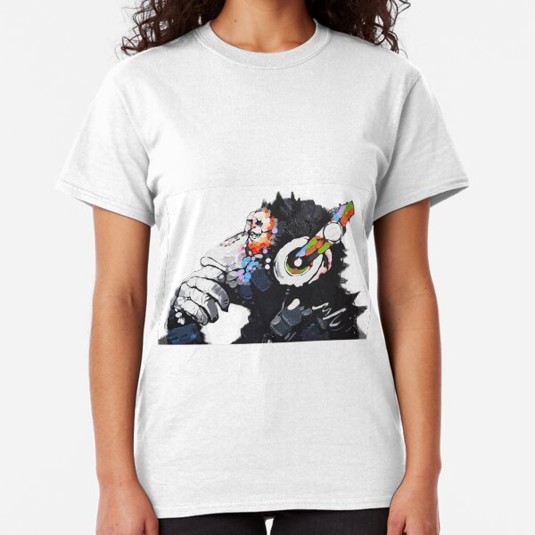Banksy DJ Monkey Thinker with Headphones White Classic T-Shirt