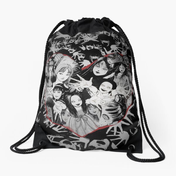 Junji ito Tomie Valentines Day 2 Collage Drawstring Bag