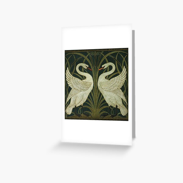 Art Deco - Swan, Rush, and Iris Greeting Card