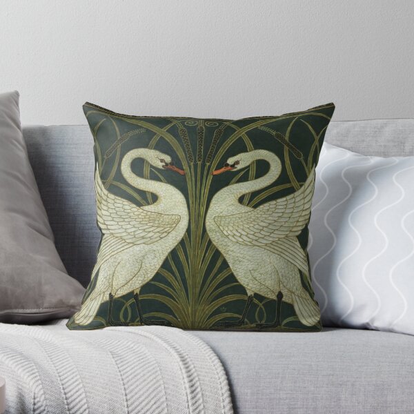 Art Deco - Swan, Rush, and Iris Throw Pillow