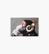 Banksy DJ Monkey Thinker with Headphones Art Board Print