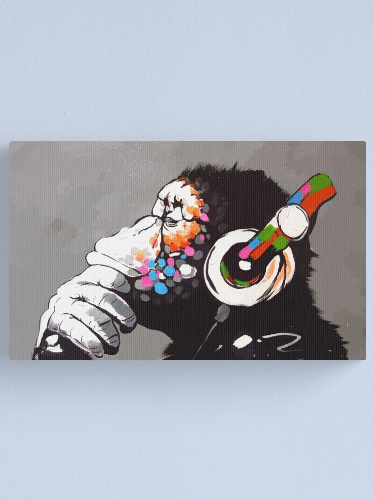 Alternate view of Banksy DJ Monkey Thinker with Headphones Canvas Print