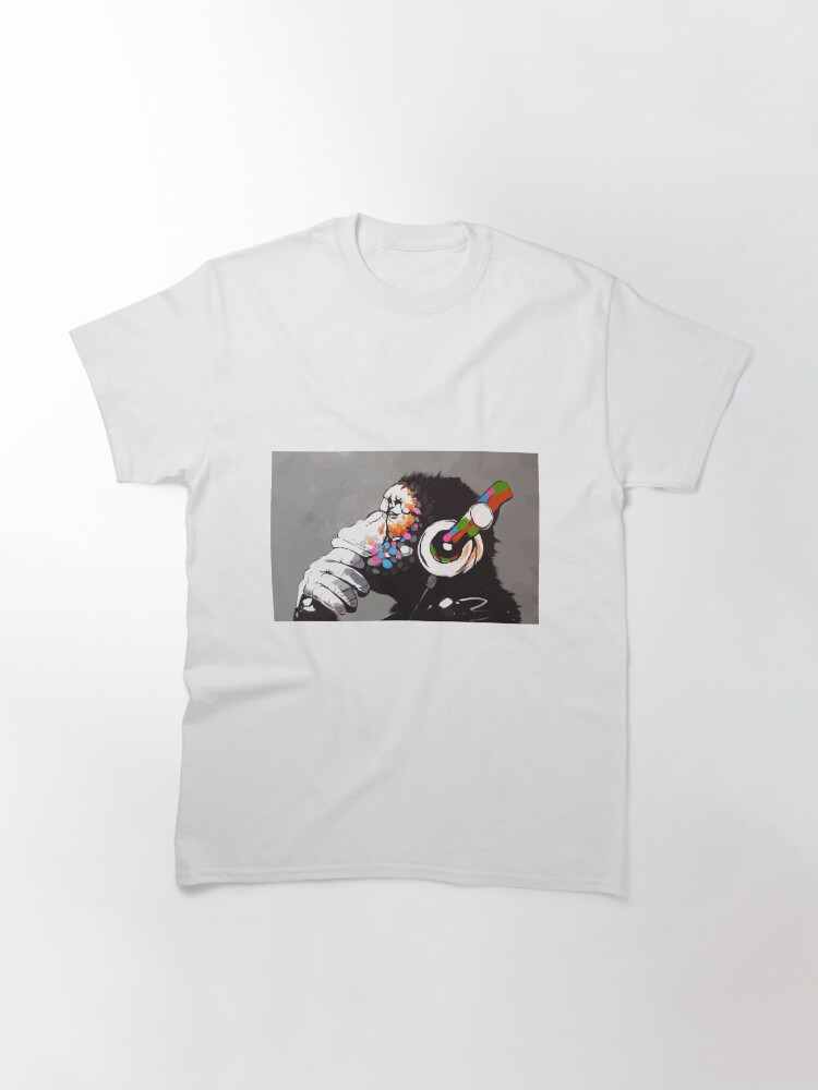Alternate view of Banksy DJ Monkey Thinker with Headphones Classic T-Shirt