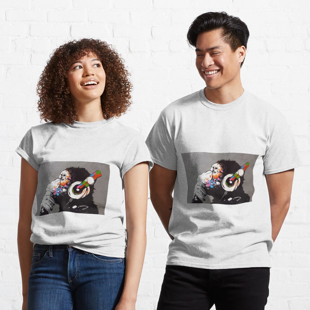 Banksy DJ Monkey Thinker with Headphones Classic T-Shirt