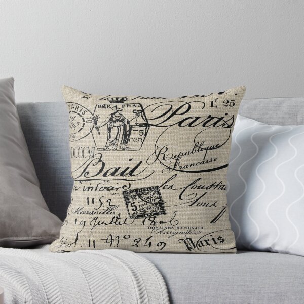 Item preview, French Script Pillow designed and sold by friedmangallery.