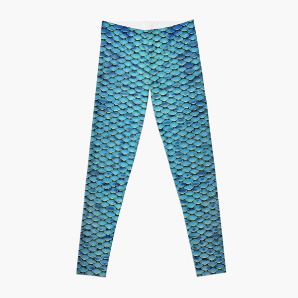Blue-green Iridescent Mermaid Scales--Gold Edges Leggings