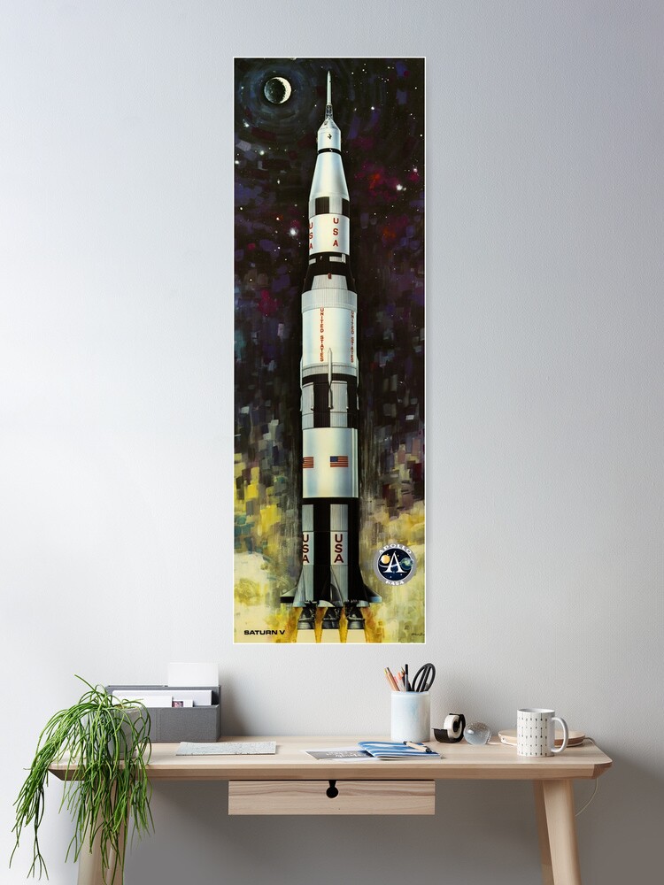 Saturn v hot apollo metal poster 27x19