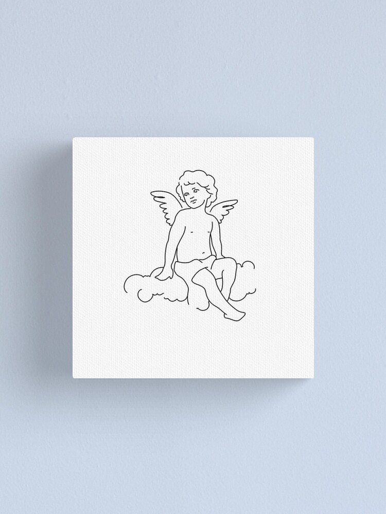 Impression Sur Toile Seance De Cherubin Nuage Paradis Doux Aile Ange Enfant Dessin Au Trait Simple Doux Par Envelope Studio Redbubble