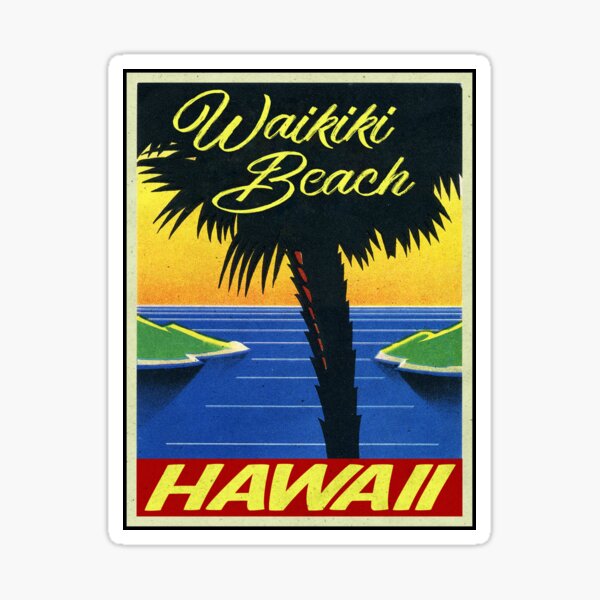 Waikiki Beach Hawaii Vintage Beach Ordinateur portable Sticker