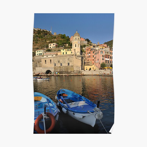 Boats in Riomaggiore, Cinque Terre, Italy Poster