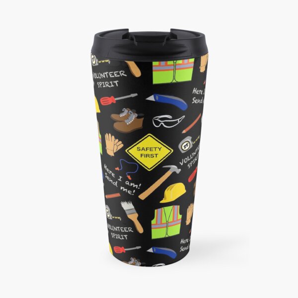 Safety first construction volunteer black Travel Mug