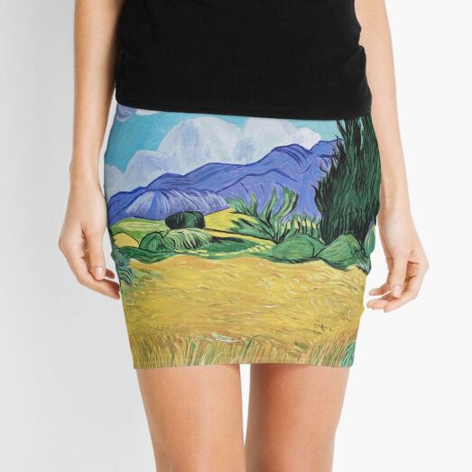 Van Gogh art acrylic reproduction Wheat Field with Cypresses Mini Skirt
