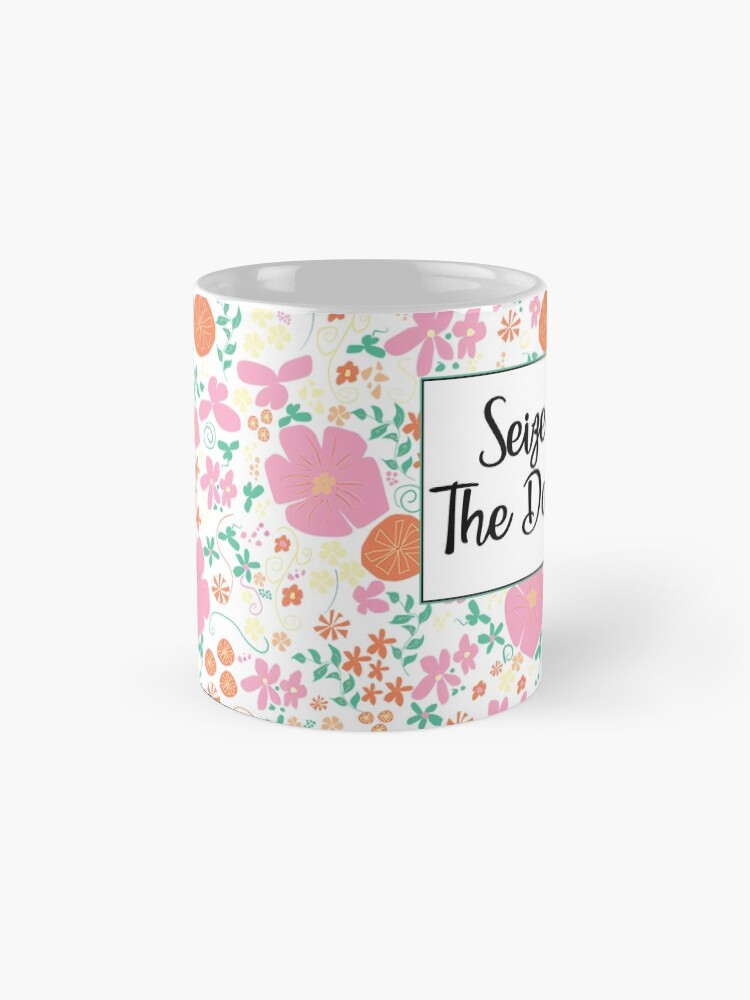 Alternate view of Seize The Day Coffee Mug with Pink, Yellow, and Orange Flowers Coffee Mug