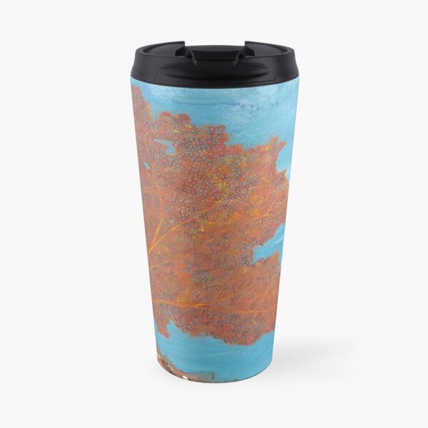 Orange Fan Coral with Seahorse Travel Mug