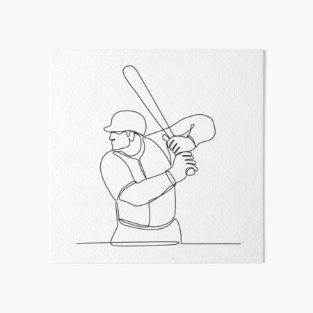 Baseball player outline drawing. | Art Board Print