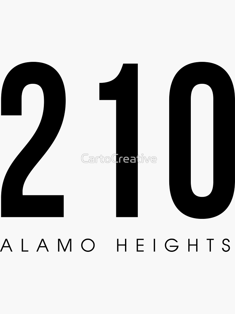 "Alamo Heights, TX 210 Area Code design" Sticker by CartoCreative