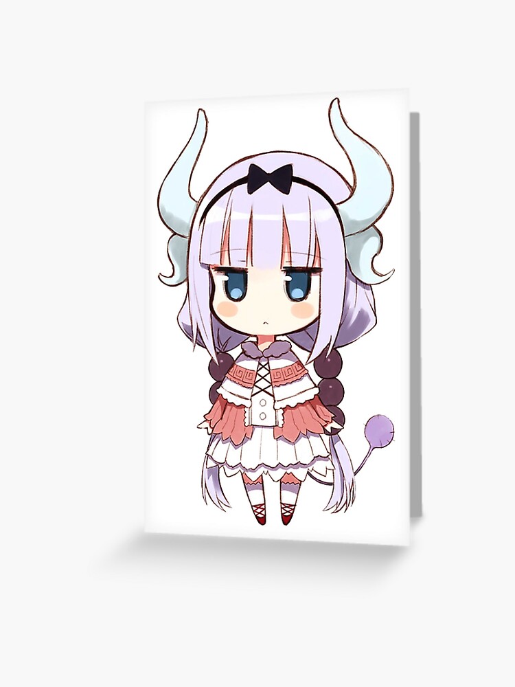 chibi kanna dragon maid loli cute greeting card by takkozart redbubble redbubble