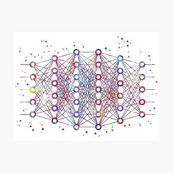 Artikel-Vorschau von Tiefes neurales Netz, neurales Netz, tiefes neurales Netz des Aquarells, designt und verkauft von Rosaliartbook.