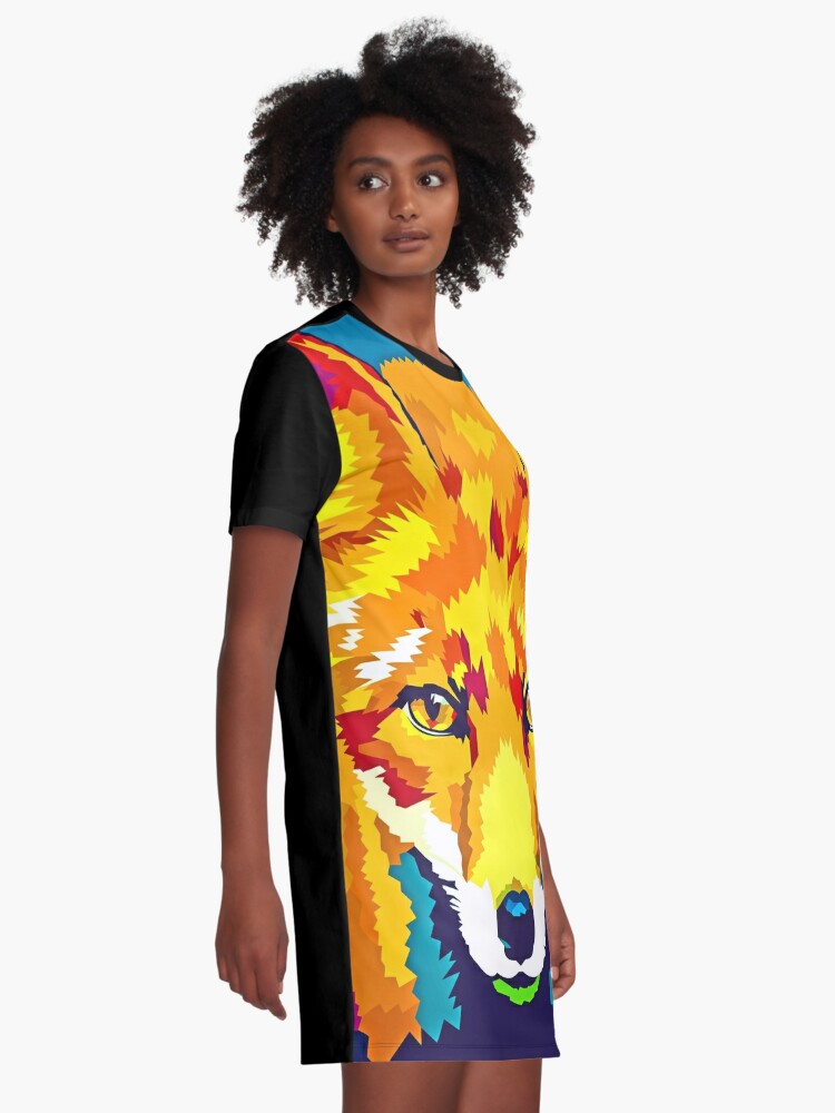 Alternate view of Rainbow Fox Graphic T-Shirt Dress