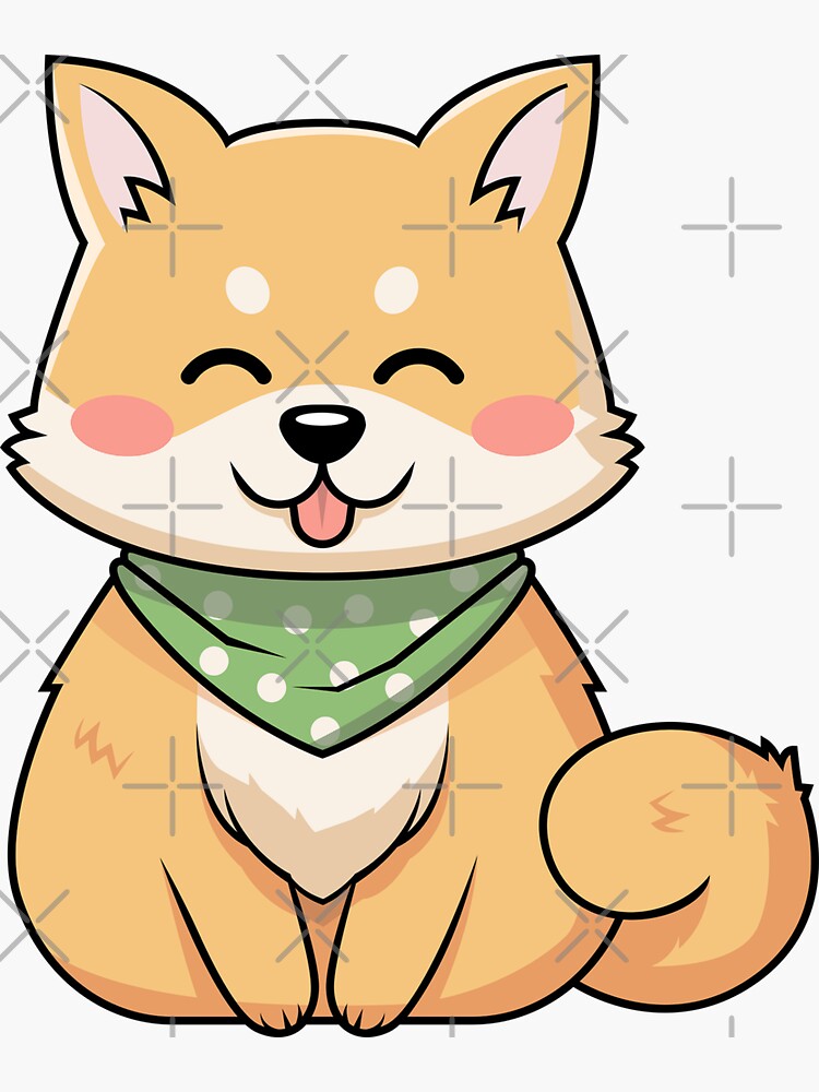 "Cute Shiba Inu Dog - Anime Kawaii Puppy Animal" Sticker by PrintPress