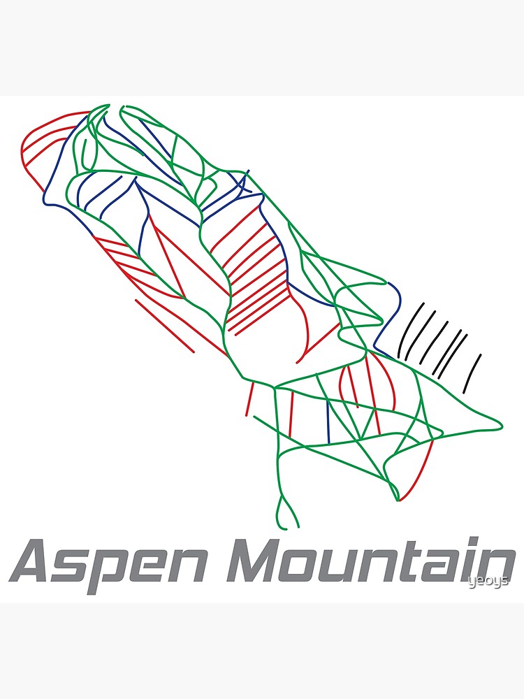 Aspen Mountain Colorado Ski Pist Map - Winter Vacation Gift Premium ...