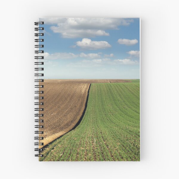 Item preview, young green wheat and plowed field landscape spring season agriculture designed and sold by goceris.