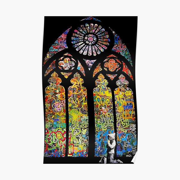 Banksy Stained Glass Window Cathedral Poster