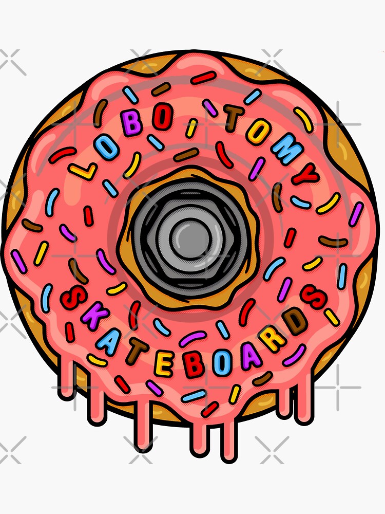 "DOUGHNUT SKATEBOARD WHEEL by Lobo Tomy" Sticker by boozecruisecrew
