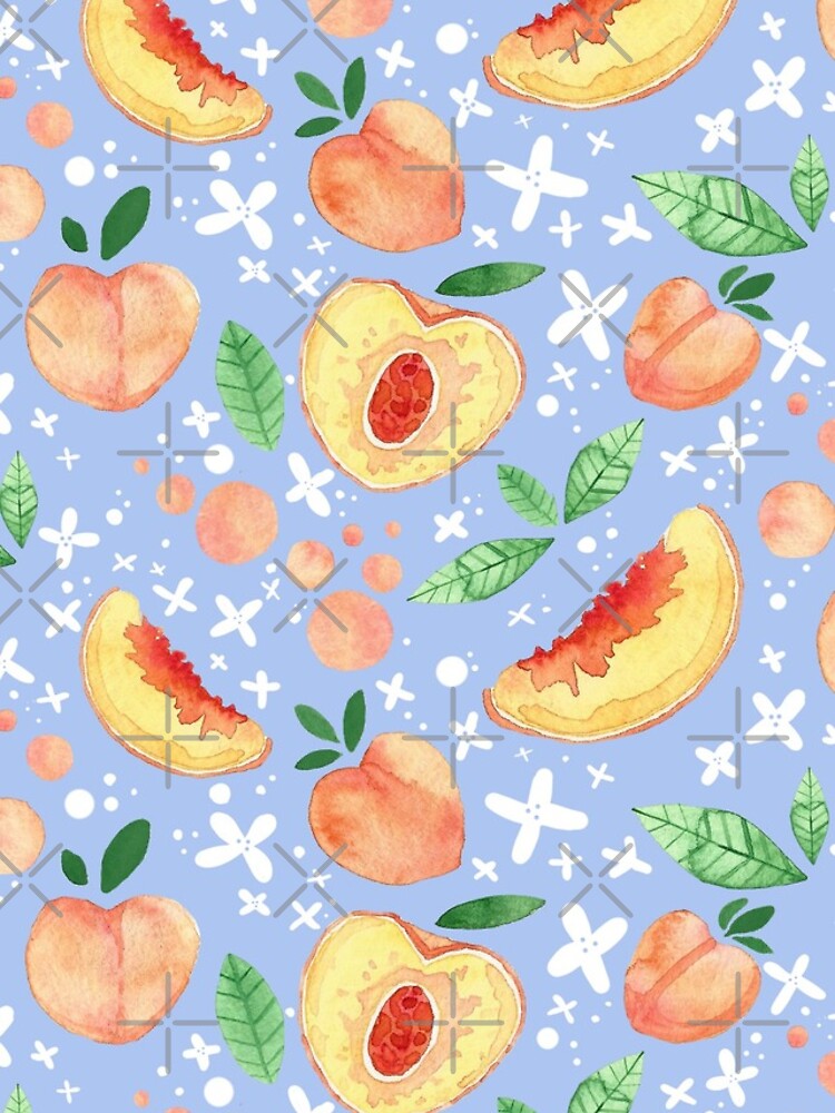 Hand Painted Watercolor Peaches Pattern - Peach Tea by annieparsons