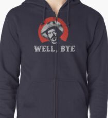 Sudadera con capucha y cremallera Bueno, adios en plantilla blanca