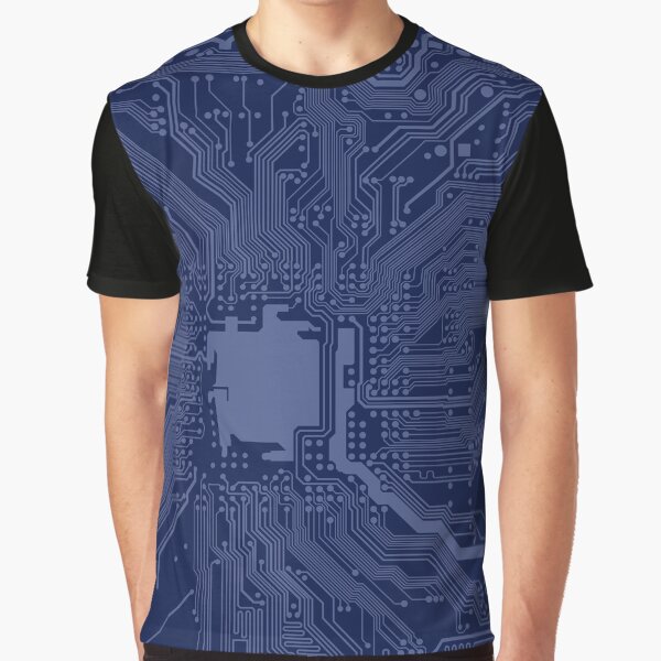 Vista previa del artículo con la obra «Patrón de circuito de placa base de Geek azul», diseñado y vendido por livianasgifts.