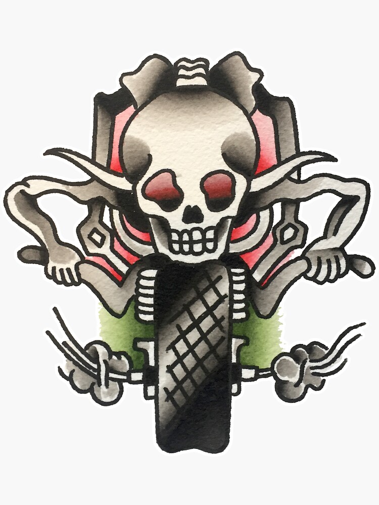 15 Skull Head Rider Motorcycle Tattoo Graphic by morspective · Creative  Fabrica