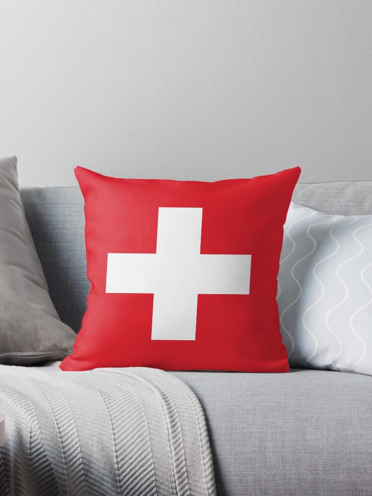 Aperçu 1 sur 3. Coussin avec l'œuvre Drapeau de la Suisse créée et vendue par Shorlick.