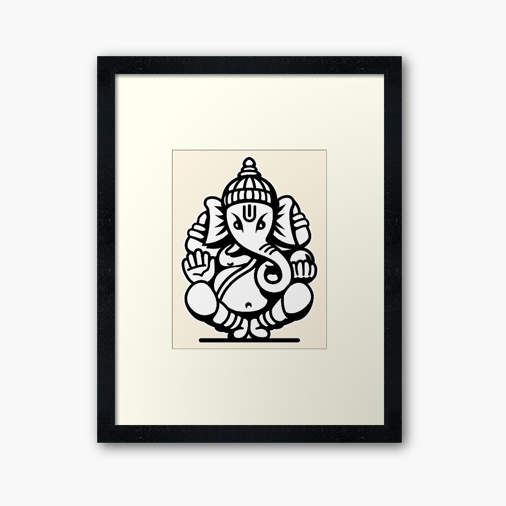 Ganesh Ganesa Ganapati Elephant 4 Black White Framed Art Print By Mystic Land Redbubble
